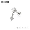 STAR FLOWER CZ DANGLE BEZEL CZ TOP THREADLESS (PUSH IN) IMPLANT GRADE TITANIUM LABRET SET